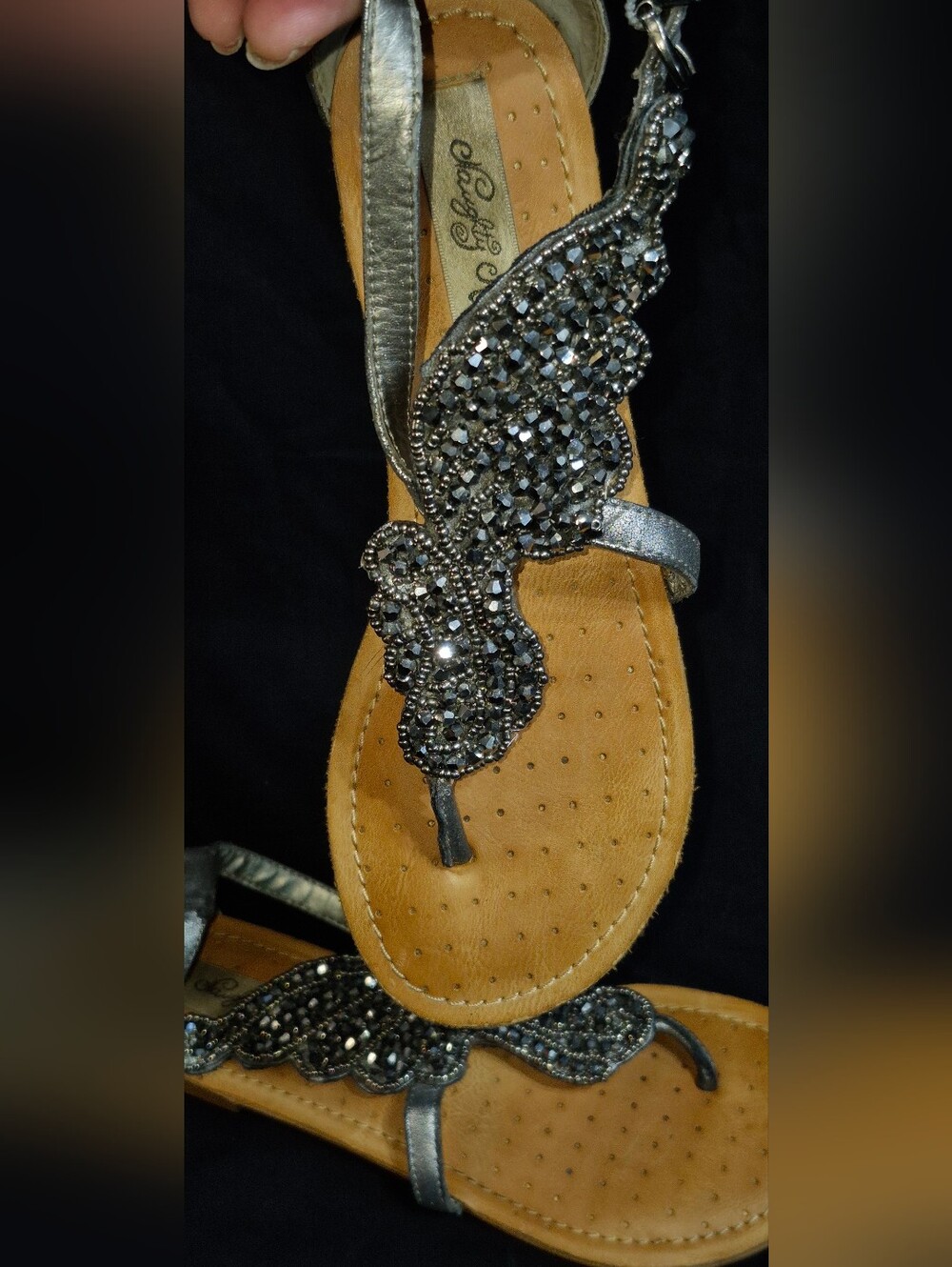 naughty monkey Silver Jeweled T-Strap Sandals